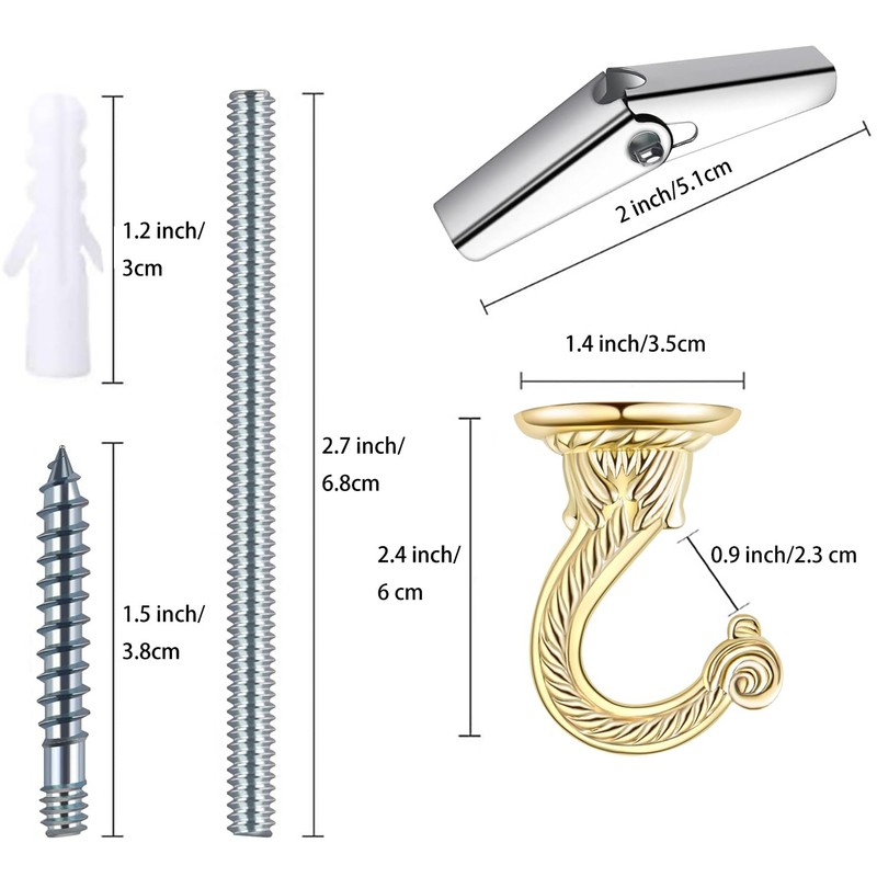 OBSTKUCHEN 2 Sets Large Swag Ceiling Hooks Heavy Duty Swag