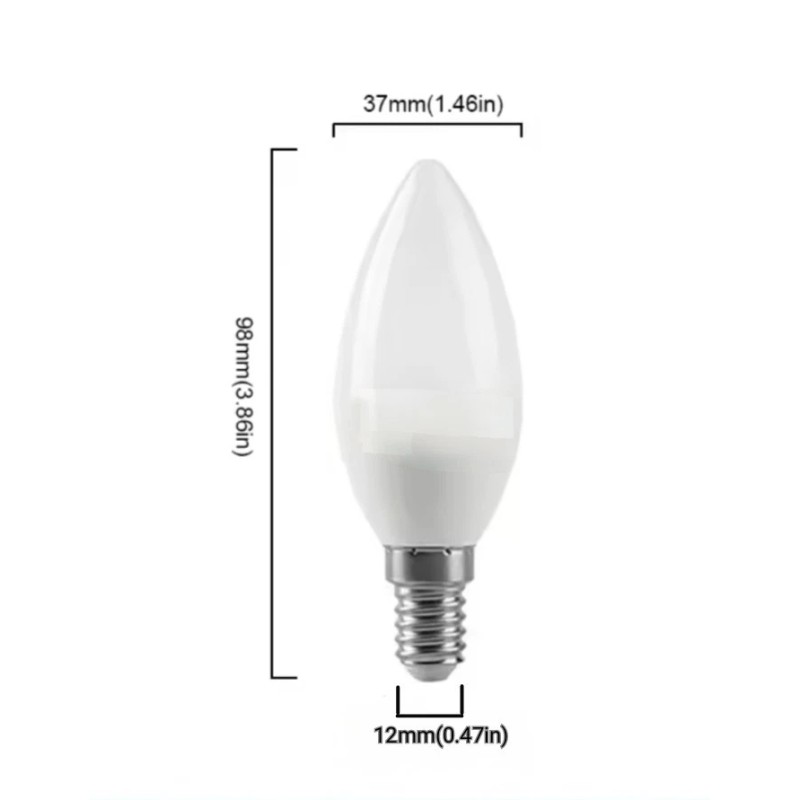 Trisonic 10pk LED Candelabra Bulb C37 Replacement 7W 60W E12