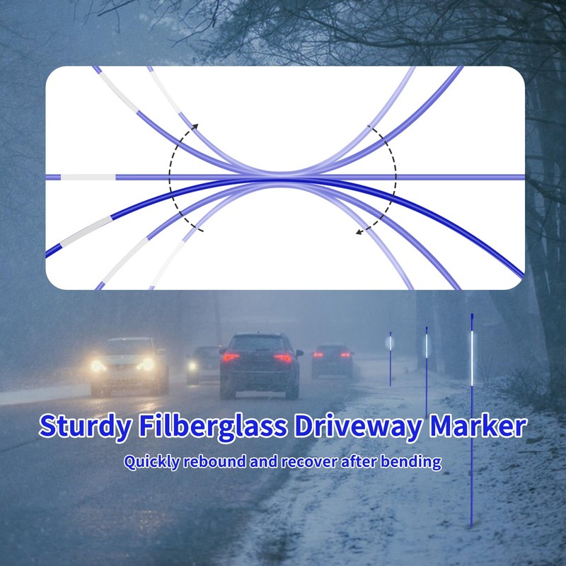 Growsun Driveway Marker 5ft Blue Fiberglass 5/16 inch Dia Snow