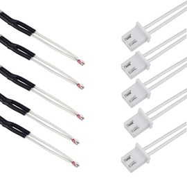VVIEER 5pcs Ender 3 Thermistor 1.3m/51.1inches, NTC 3950 100K ohm Thermistor Temp Sensor Use for Ender 3/Ender 3 Pro/Ender 3 Neo/Ender 3 Max/Voxelab Aquila, 3D Printer 2Pin XH2.54
