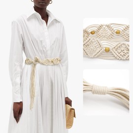 Suyi Boho Braid Belt for Women Bohemian Woven Waist Belts for Dress Rhombus 170CM White 1