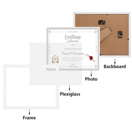 HORLIMER 8.5 x 11 Picture Frame Set of 15, White Photo Frames 8.5 by 11 for Certificate Diploma Document, Wall Hanging or Tabletop Display