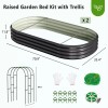 SLSY Galvanized Raised Garden Bed with 85in Tall Garden Trellis