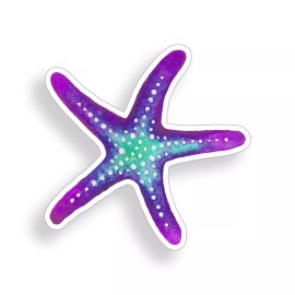 Real Sticky Purple Blue Starfish Sticker Beach Cup Cooler Car Vehicle Window Bumper Decal