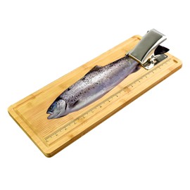 Fish Cleaning Board, Portable Fish Fillet Board with Clamp Bamboo Fishing Measuring Cutting Board Gifts for Fisherman 17.7 Inch