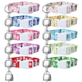 10 Pack Floral Goat Collars with Bells Adjustable Grazing Collar with Copper Bells Anti-Lost Loud Bronze Bell for Farm Animals Sheep Cows Goats Accessories