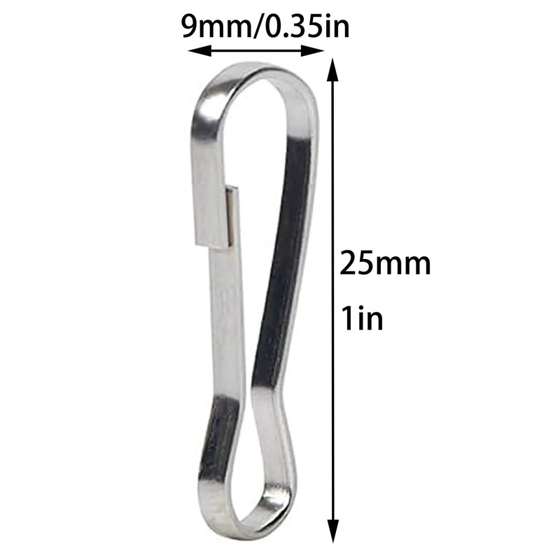 Bxian 100PCS 25mm Silver 304 Stainless Steel Metal Spring Hook
