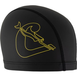 CRESSI Senna Swim Cap Pu Coated Black/Yellow - Adult Swimming Cap Made of Soft Fabric with PU Coating, Black/Yellow, One Size