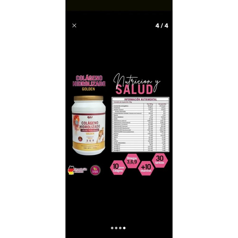 3 Colágenos Hidrolizado + Ácido Hialurónico 1.1 Kg(uva)