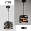 SHAWNKEY Industrial 1-Light Black Pendant Light with Wood Grain Finish