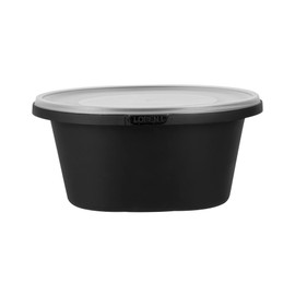 Restaurantware-Cater Tek 59 Ounce Serving Bowls, 100 Disposable Bowls With Lids - Microwavable, Freezable, Black Plastic Catering Bowls, Round, Ideal For Soups, Stews, Salads, Chilli, Or Noodles
