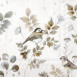 IHR Ideal Home Range Woodland Birds Christmas Napkins, Nature, Bird, Tit, Finch, Leaf, Winter Napkin, Pack of 20, Lunch Napkins 33cm x 33cm