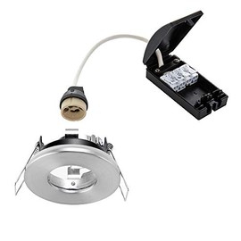 Saxby 79979 Speculo Round Brushed Chrome Bathroom IP65 7W GU10 Fire Rated Downlight