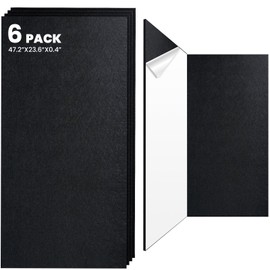 Keemute 6 Pack Acoustic Panels,47.2” x 23.6” x 0.4” Soundproof Self-adhesive Wall Panels For Office,Home Studio,Game Room(Black)