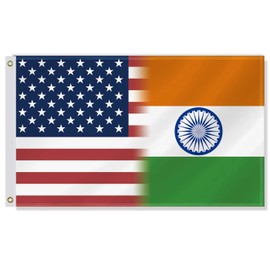 3×5 FT USA India Combo Flag,Large Indian Friendship Decor,Double Side Digital Printed 150D Polyester Banner With Canvas Header Brass Grommet For Outdoor Indoor Parade Car