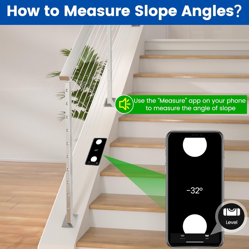 Muzata Slope Cable Railing Post 36 Inch for 25-40 Degrees
