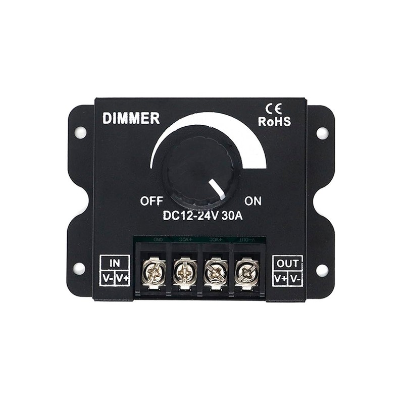 HiLetgo 2-in-1 LED Dimmer Switch 12V-24V 30A 360W Adjustable Voltage