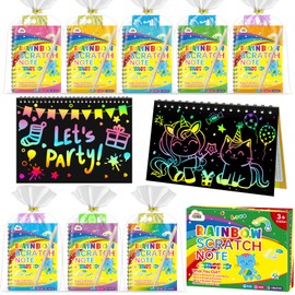 ZMLM Scratch Art Party Favors: 16 Pcs Birthday Gifts Goodie Bags Stuffers Rainbow Scratch Paper Craft Notebooks for Kids 4-8 Classroom Prize Students Back To School Supplies Toy Girls Boys Return Gift