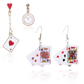Poker Earrings Valentine's Day Poker Earrings Funny Poker Stud Earrings Asymmetrical Fashion Earrings For Women For Carnival, Birthday, Gift, No, No