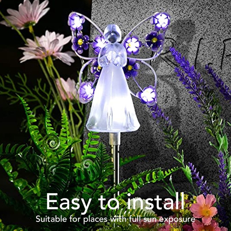 2 Pack LED Solar Angel Lights Solar Powered White Light