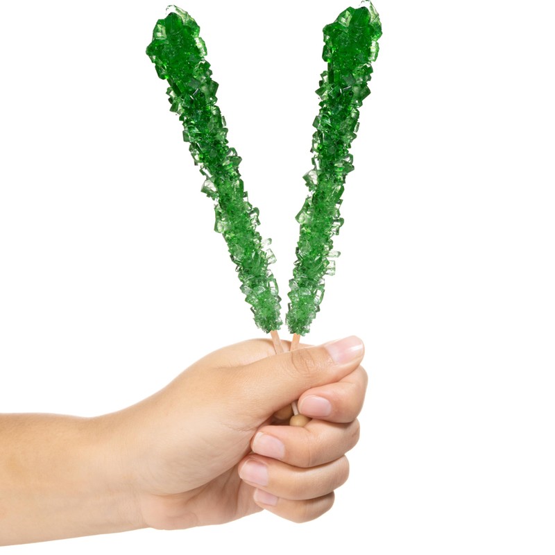 Green Rock Candy Sugar Sticks - Green Apple Flavored -