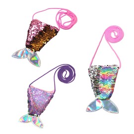 BZKSER Mermaid Bag Children - 3 Pieces Sequin Purse Children, Mermaid Sequins Purse, Mermaid Tail Sequins Mini Crossbody Bags Children's Birthday Gift