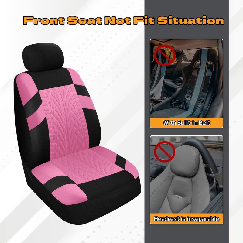 Hbxdeco 2PCS Car Front Seat Cover with 2 Headrest Covers,