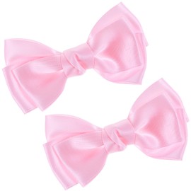 Mabor 2Pcs Pink Bow Hair Clip for Women Girls, 4.3 Inches Light Pink Thick Ribbon Boutique Alligator Clips Hair Styling Accessories for Children Young Girls(Light Pink)