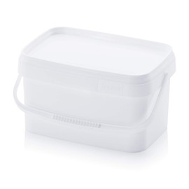 Bucket 5.6 L Rectangular x 5 L Food Safe Stackable Plastic Bucket 5 Litres White