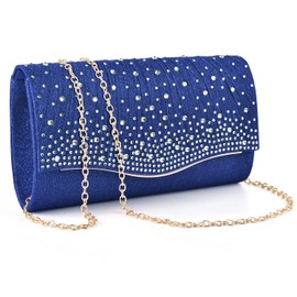 TINDTOP Clutch Purses for Women Evening Handbags for Formal Wedding Party Cocktail Prom Crossbody Shoulder Envelope Bag (Dark Blue)