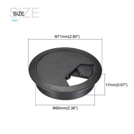 METALLIXITY Cable Cord Grommet (60mm/2.36") 5Pcs, Plastic Round Cable Hole Cover Wire Organizer - for Home Desk Cable Wire Management, Black