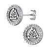 Suplight 925 Sterling Silver Valknut Viking Rune Stud Earrings Flat