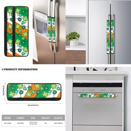 NETILGEN St. Patrick's Day 6 Pcss Refrigerator Door Handle Covers Set, Anti-Skid Kitchen Appliance Gloves for Fridge Dishwashers Microwave Green Leaves Irish Saint Patrick's Day Decor