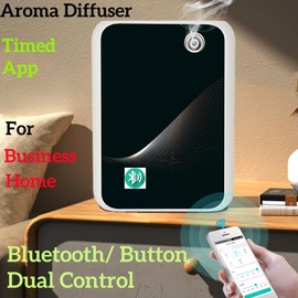 Waterless Aroma Diffuser Smart Machine for Home, Hotel, Spa, Office– Cold Technology, Hotel Collection Aroma Diffuser, Waterless Whole House Button/Bluetooth&App, 500ML