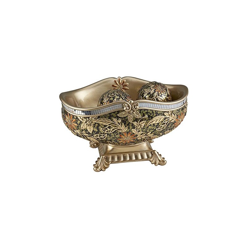 OK Lighting OK-4238-B1 8" H Chrysanthemum Decorative Bowl with Spheres