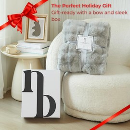 The Malibu Blanket - LuxeComfort Faux Fur Bubble Blanket 60"x70" Pebble Grey - Luxuriously Soft, Elegant, Reversible Design, Home Décor, Picnics, and Travel (Pebble Grey, Oversized Throw 60x70)