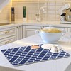 Navy Blue Trellis Lattice Dish Drying Mat for Kitchen Counter