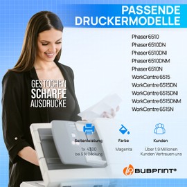 Bubprint Toner Compatible to Replace Xerox 106R03478 M for Phaser 6510 DN 6515 DNI 6510DN 6510DNI 6510N WC 6515N Series DNM WorkCentre 6515DN 6515DNI Magenta