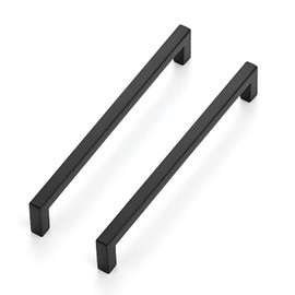 Ravinte 10 Pack Solid 6-1/4 Inch Center to Center Slim Square Bar Drawer Handles - Kitchen Cabinet Hardware in Matte Black - Drawer Pulls and Cabinet Handles