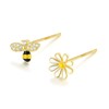 Silver 925 Earrings, Silver, Gold, 18K Coating, Honeybee, Flowers, Asymmetrical,
