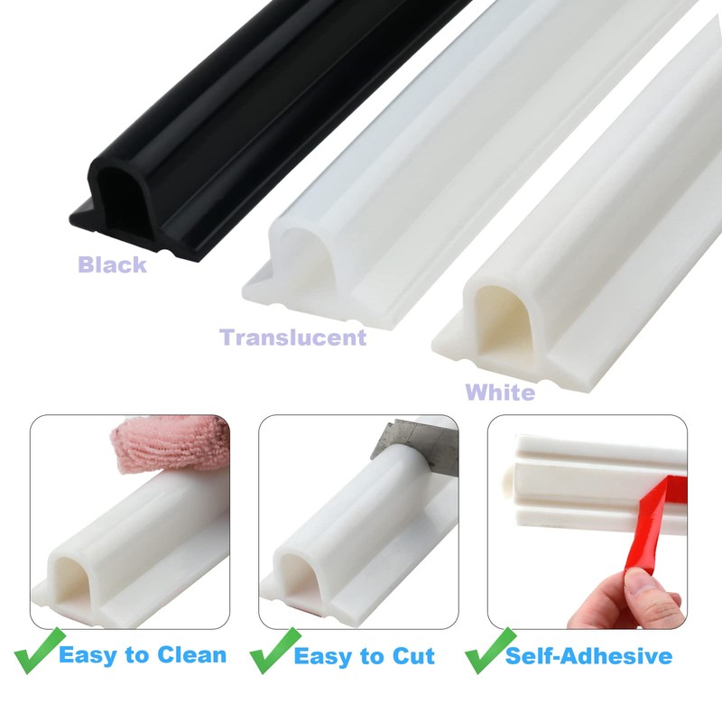 Duzzy 98 Inch Collapsible Shower Threshold Water Dam, Silicone Shower