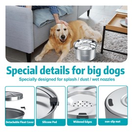 1.5 Gallon Dog Water Bowl, 5.6l/198oz Stainless Steel Dog Bowls, No Spill Water Bowl for Dogs, Slow Feeder Dog Bowls Large Breed, Spill Proof Slow Water Bowl for Messy Drinkers