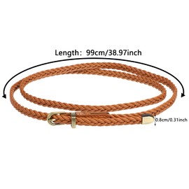 Firtink Pack of 3 Braided Narrow Belts, Women's Belt, Thin Braided Waist Belt, Slim Dress Belt for Dress, Jeans, black