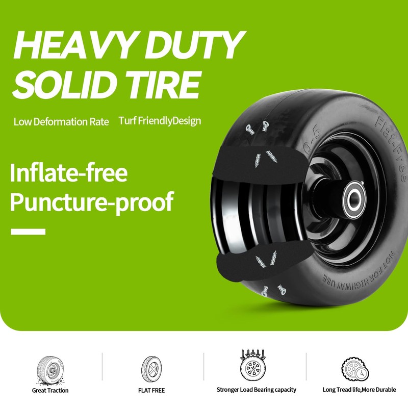11x6.00-5 Flat Free Tire,with 3/4" or 5/8" and 1/2" Bearings,