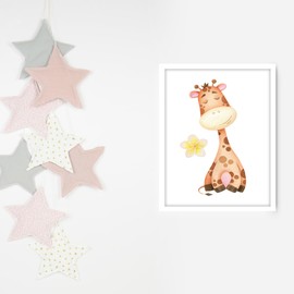 Happymotive Premium Children's Room Poster DIN A4 - Premium Print on 300 g Paper - Wall Decoration for Children Nursery Baby Room School Classroom (Giraffe)