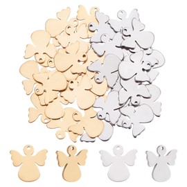 UNICRAFTALE 40 Pieces 2 Colours Angel Pendant Guardian Angel Pendant Stainless Steel Angel Pendant Metal Angel Charms Bracelets Jewellery Pendant for Wedding Women's Necklaces Jewellery Making,
