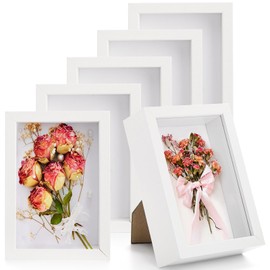Hacaroa Hacaroa 6 Pack 4 x 6 Inches Shadow Box Frame, Small Wood Frame Memory Display Cases,1.2in Depth Picture Frame Case for Dried Flowers, DIY Craft, Memorabilia, Medals and Photos, White