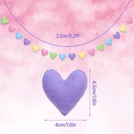 Whaline 8.2Ft Valentine's Day Heart Felt Garland Banner Pastel 3D Heart Garland Romantic Hanging Ornament for Wedding Anniversary Birthday Party Home Decor