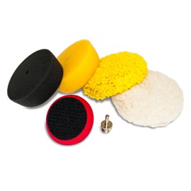 AES Industries 76400 Premium 6pc 3" Mini Buffing and Polishing Pad Detailing Kit with 1/4" Drill Adapter