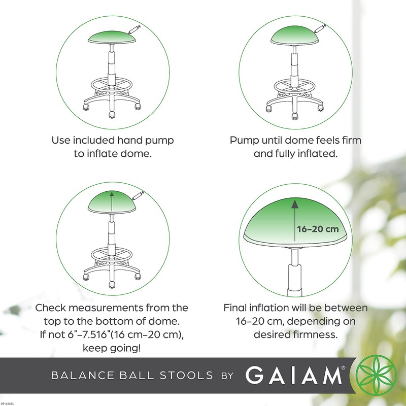 Gaiam Balance Ball Chair Stool, Half-Dome Stability Ball Adjustable Swivel